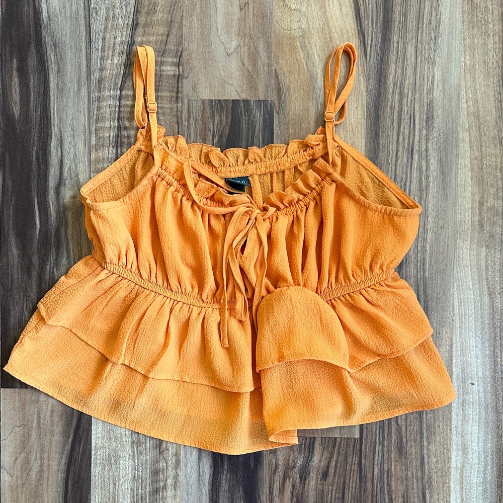 Orange Ruffled Women's Top